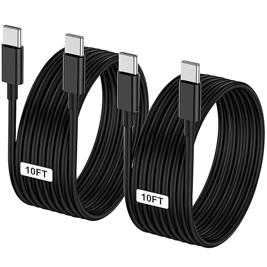 2-Pack Black 10FT 60W USB C to USB C Cable, Type C to Type C Cable, Fast by LOFPYE