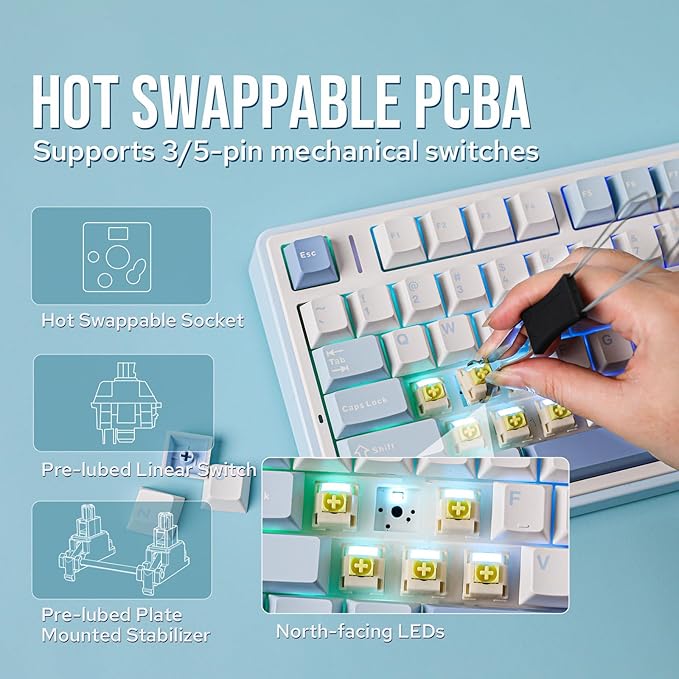 EPOMAKER x Aula F75 Gasket Mechanical Keyboard, 75% Wireless Hot Swappable - Image 4