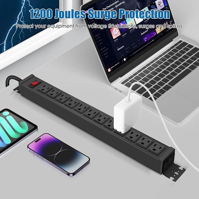 HHSOET Rotating Mountable Power Strip, 12 Outlet Wall Mount Surge Protector - Image 7