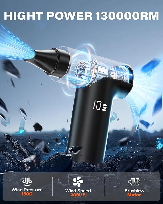 APPS2Car Electric Air Duster Upgraded 11-Speed Fast Charging Mini Compressed - Image 3