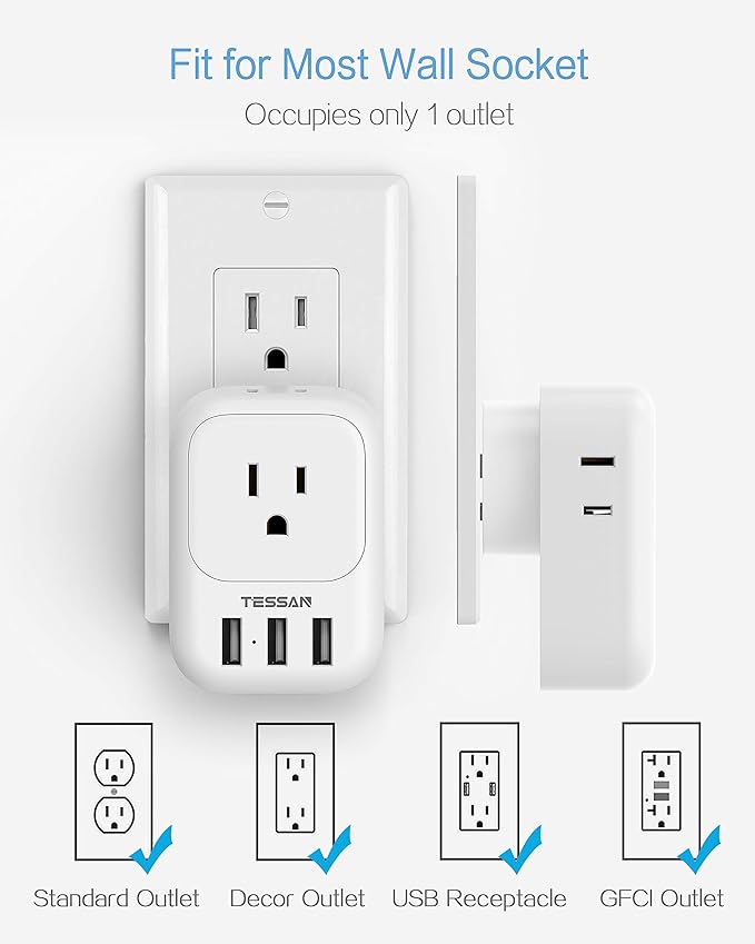 USB Charger Block, TESSAN Wall Plug Adapter - Image 4