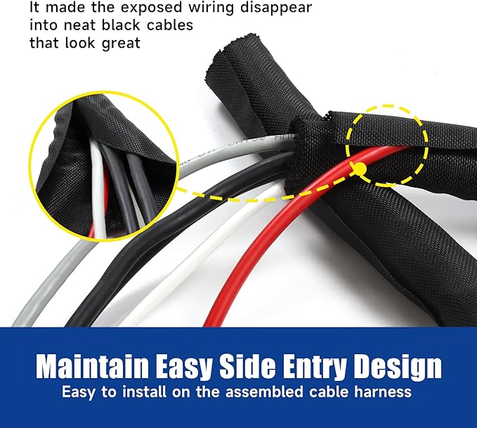 Wire-Loom-Tubing Black Self Wrapping Sleeving Cord Management Protector Coverage - Image 6