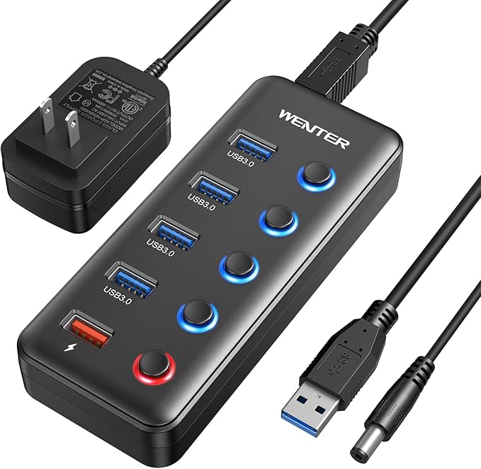 Powered USB Hub, Wenter 5 Ports USB 3.0 Hub by Wenter