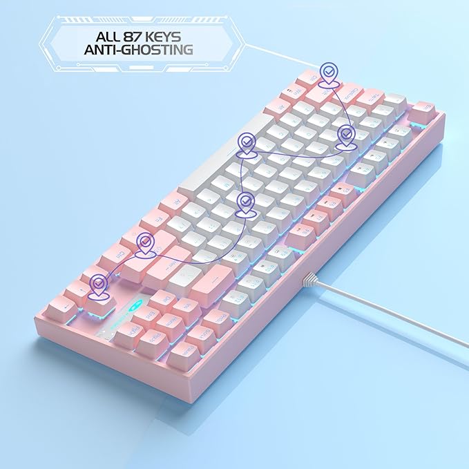 MageGee 75% Mechanical Gaming Keyboard, LED Blue Backlit, 87 Keys Compact TKL - Image 5