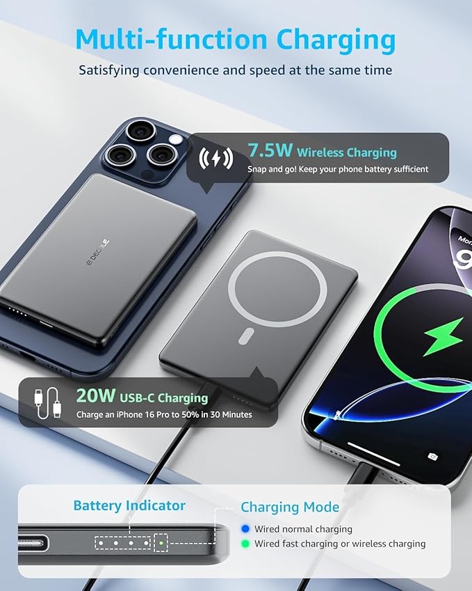 “Air” Power Bank for MagSafe 5000mAh, Ultra Slim Magnetic Wireless Portable - Image 4