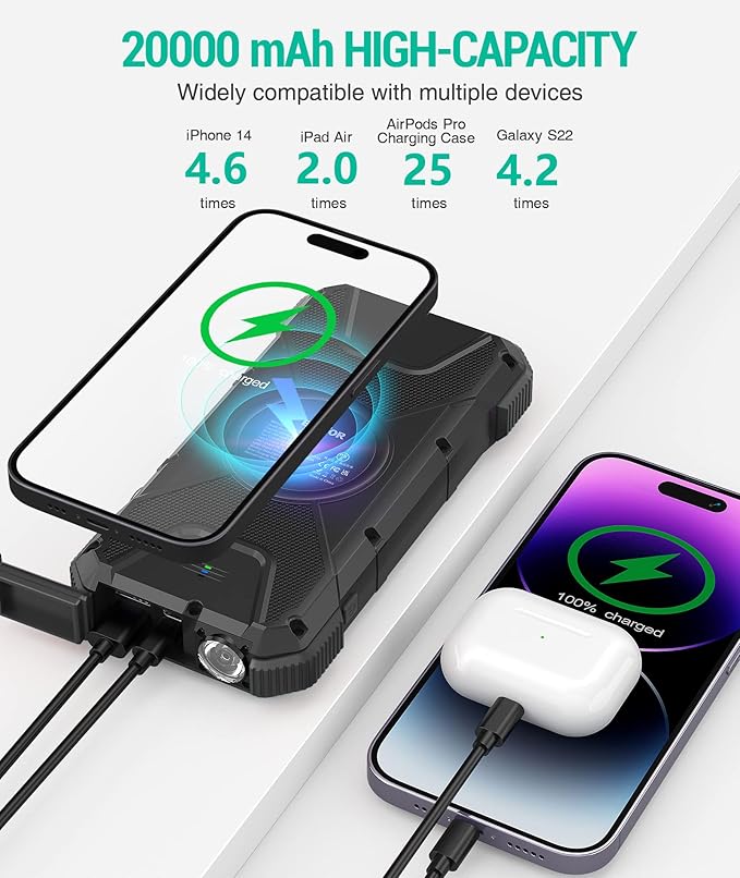BLAVOR Solar Power Bank, PD18W QC3.0 Fast Charging 10W Wireless Charger - Image 6