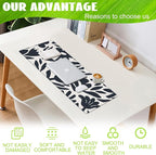 Desk Pad, Hand Drawn Leaves and Flowers Desk Mat, Abstract Plant Large Gaming - Image 4