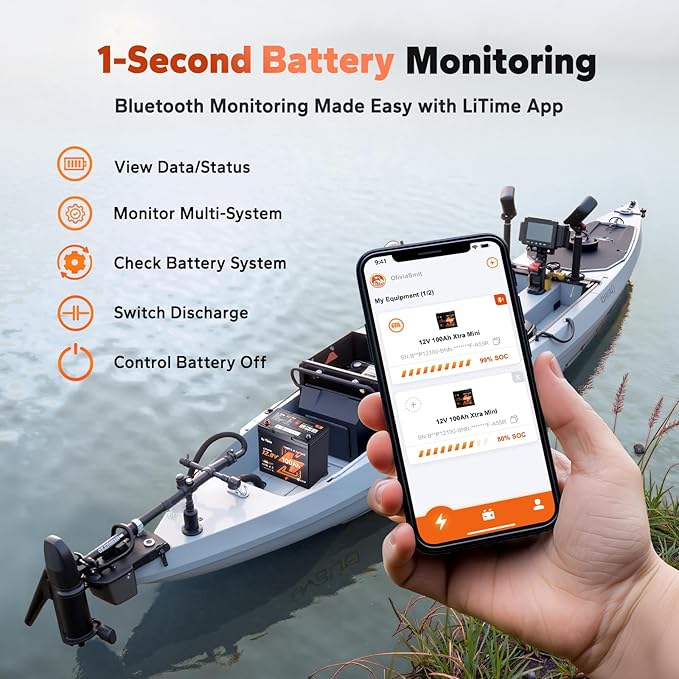 LiTime 12V 100Ah Xtra-Mini Bluetooth Small LiFePO4 Battery - Image 3