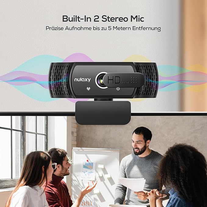 Nulaxy USB Webcam with Microphone, HD 1080p Webcam with Privacy Cover - Image 3