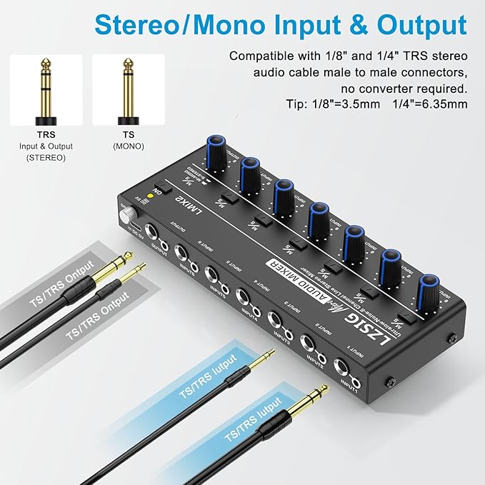 LZSIG Mini Audio Mixer, Stereo Line Mixer - Image 3