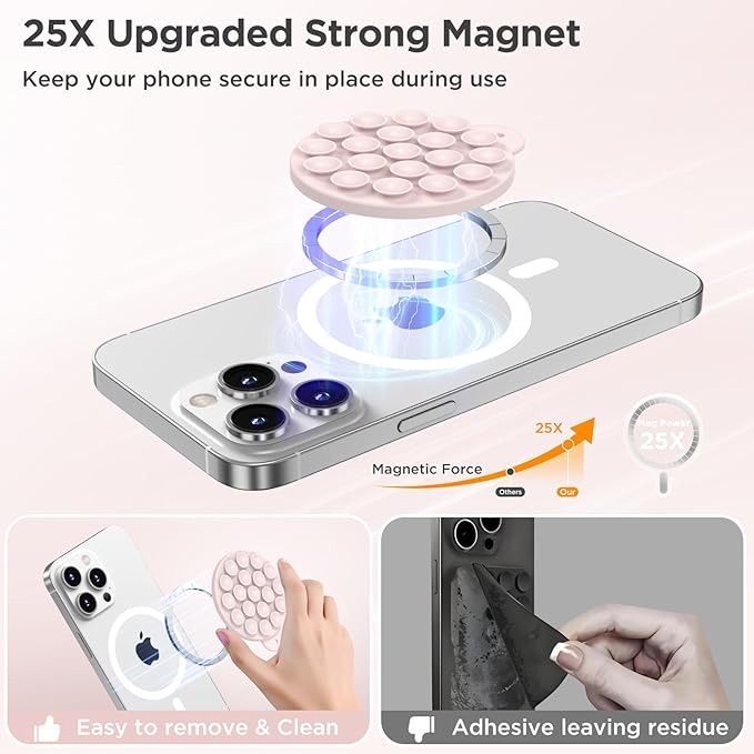 Magnetic Suction Cup Mount for MagSafe Case, Silicone Hands-Free Grip Holder - Image 5