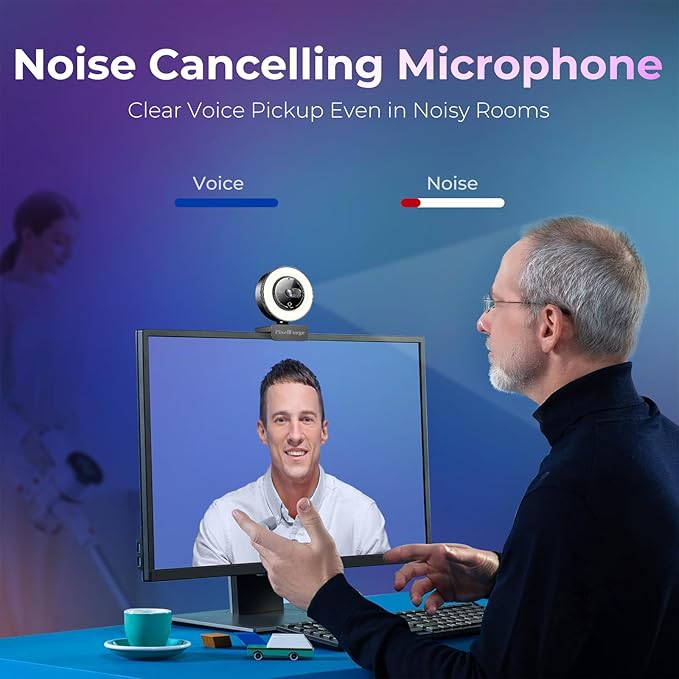 4K Webcam for PC with Microphone & Light & Privacy Cover, Web Camera for - Image 6