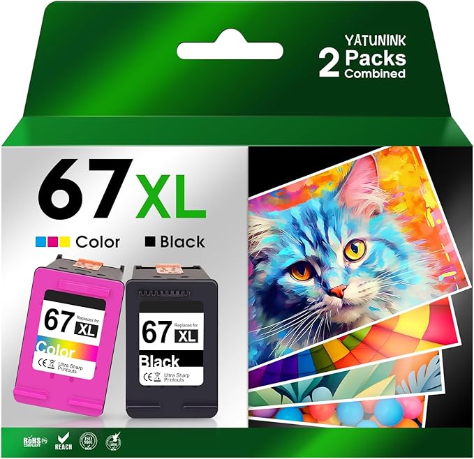 67XL 67 Ink Cartridges Black/Color Combo Pack Replacement by YATUNINK