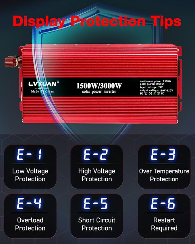 LVYUAN 1500W Car Power Inverter 24V to 110V DC to AC - Image 5
