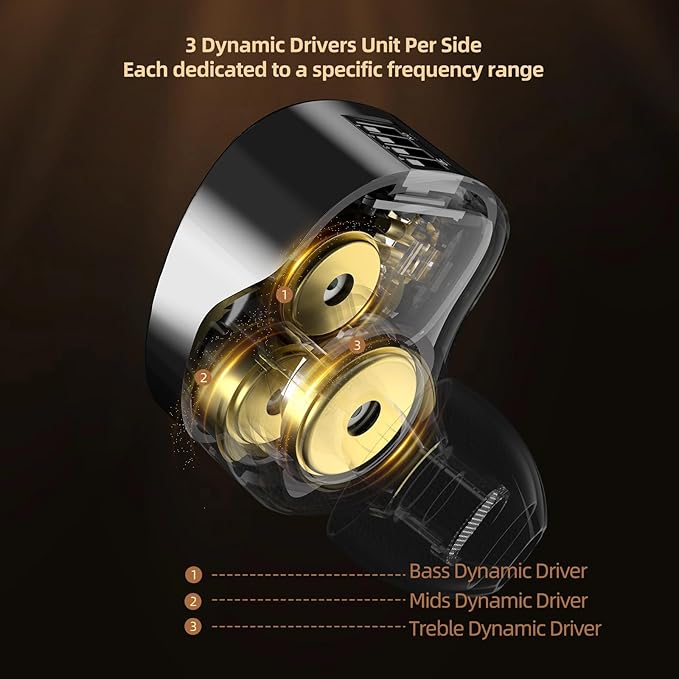 KZ Vader Pro in-Ear Monitors Gaming Earbuds, Triple Dynamic Driver IEM - Image 3