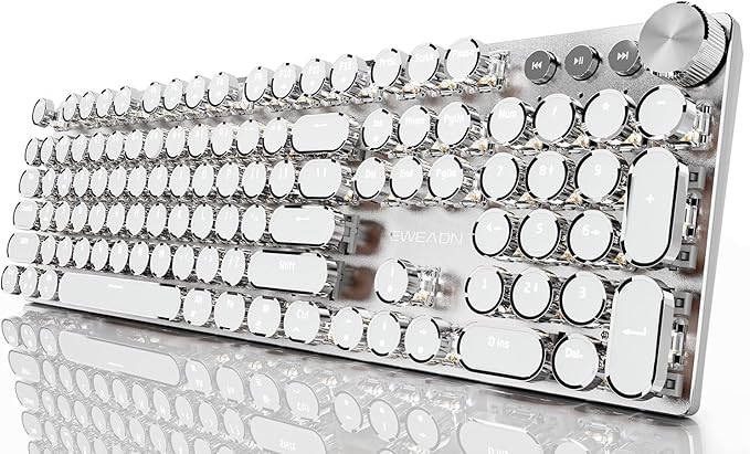 EWEADN Typewriter Style Mechanical Gaming Keyboard, Wired Mechanical Keyboards by SEUNKWANG