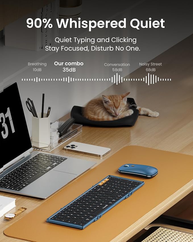 ProtoArc Foldable Keyboard and Mouse, XKM01 True Full-Size Folding Wireless - Image 7