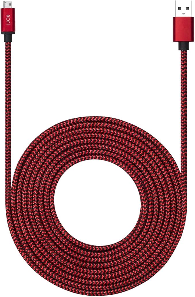 Micro USB Cable 15ft with 3A Fast Charging, Extra Long and Extremely Durable by RoFI
