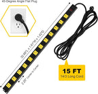 SURAIELEC 12 Outlet Long Metal Power Strip, 15 FT Cord Surge Protector - Image 6