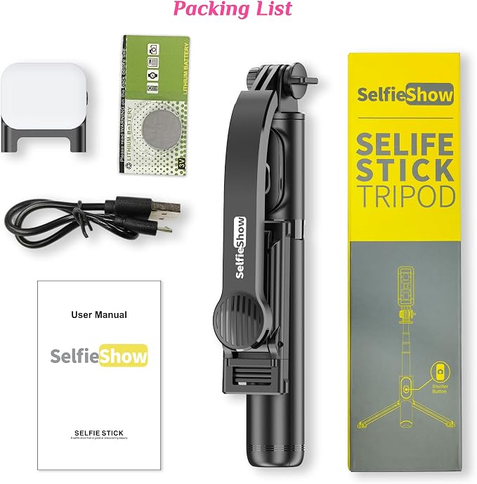 Selfie Stick Tripod with Fill Light, All in One Extendable Selfie Stick with - Image 9