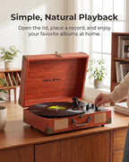 Vinyl Record Player with Bluetooth Output & Input, Treble & Bass Control - Image 6