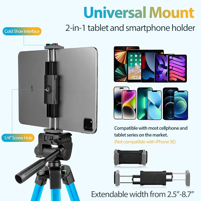 Aureday Phone Tripod Stand, 64” Extendable Cell Phone&Camera Tripod - Image 3