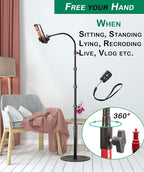 Phone Overhead Stand, Gooseneck Phone Floor Stand, Tall Video Cell Phone Mount - Image 6