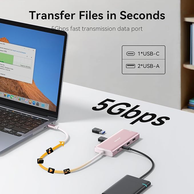 USB C Hub HDMI USB Adapter, 9 in 1 Dock - Image 6
