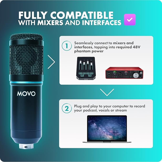 Movo PodPak4T 4-Pack Universal XLR Podcast Microphone Bundle- Includes 4 - Image 5