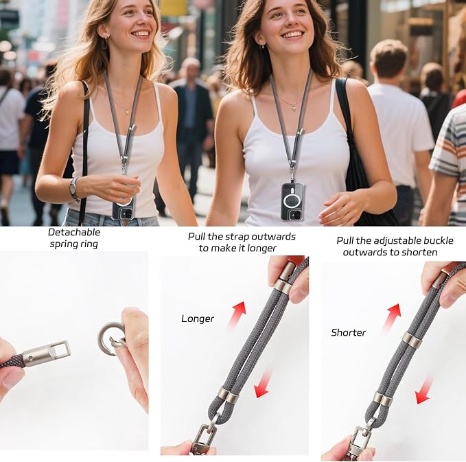 3-in-1 Adjustable Phone Lanyard Crossbody Cell Phone Neck Strap Universal - Image 6