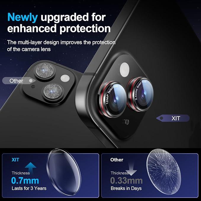 X-it 2 Pack Camera Lens Protector, Shatterproof Anti-Scratch Ultra HD - Image 6