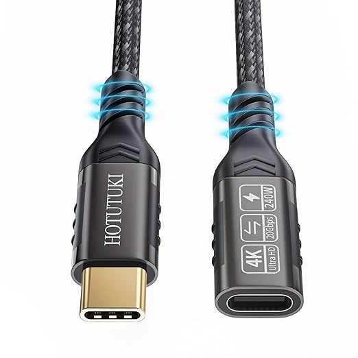 usb c extension cable short, 240W PD Fast Charging 20 Gbps USB 3.2 Gen 2 Data 4K by HOTUTUKI