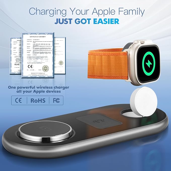 Wireless Charger iPhone Apple Qi2 Magsafe Charger 3 in 1 Charging Station Apple - Image 4