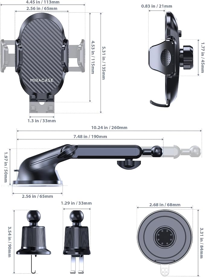 Miracase Phone Holders for Your Car, Universal Cell Phone Car Mount, 3-in-1 - Image 7