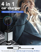 Retractable Car Charger, 4 in 1 Fast Car Phone Charger 66W, 2 Retractable - Image 2