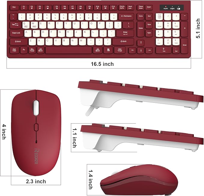 Wireless Keyboard and Mouse Combo, Full-Sized Wireless Keyboard and Adjustable - Image 9