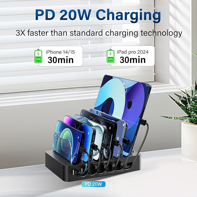 Charging Station for Multiple Devices: 68W 6 Port 20W Fast Phone Charger Dock - Image 2