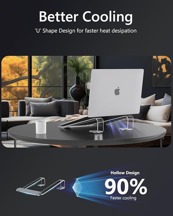 Clear Acrylic Laptop Stand for Desk, - Image 7