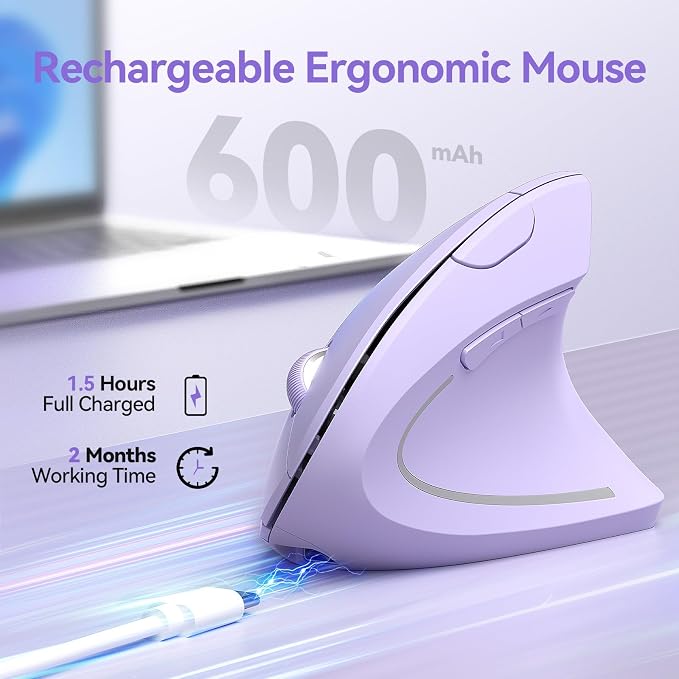 TECKNET Ergonomic Mouse Wireless, Rechargeable Mouse Wireless Silent - Image 3