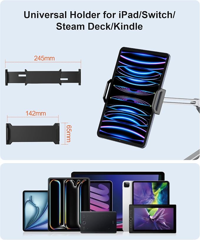 Tablet Arm Mount with Super Grip, Adjustable Foldable Holder & Heavy Duty - Image 7