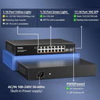 YuanLey 18 Port 2.5G PoE Switch Unmanaged, 16 x 2.5G Base-T PoE Ports, 2 x 10G - Image 3