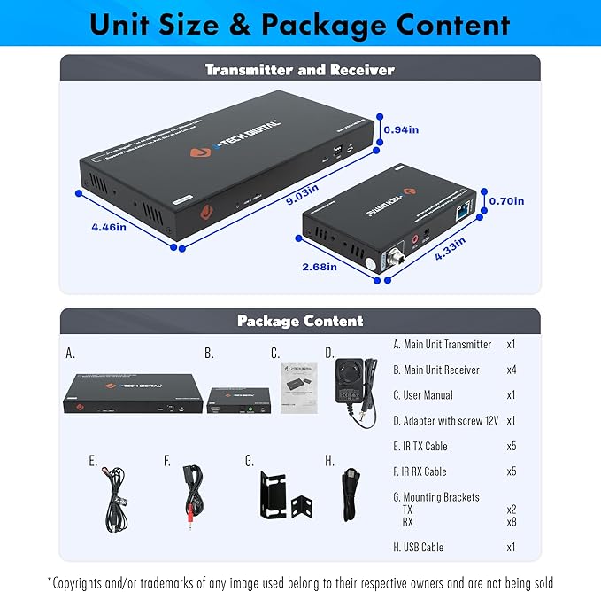 J-Tech Digital HDMI Extender Splitter 4K 60Hz 1 in 4 Out Over Single Cat5e/6 - Image 9