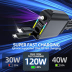 Retractable Car Charger with Starlight, Max 120W USB C Car Charger Adapter - Image 3
