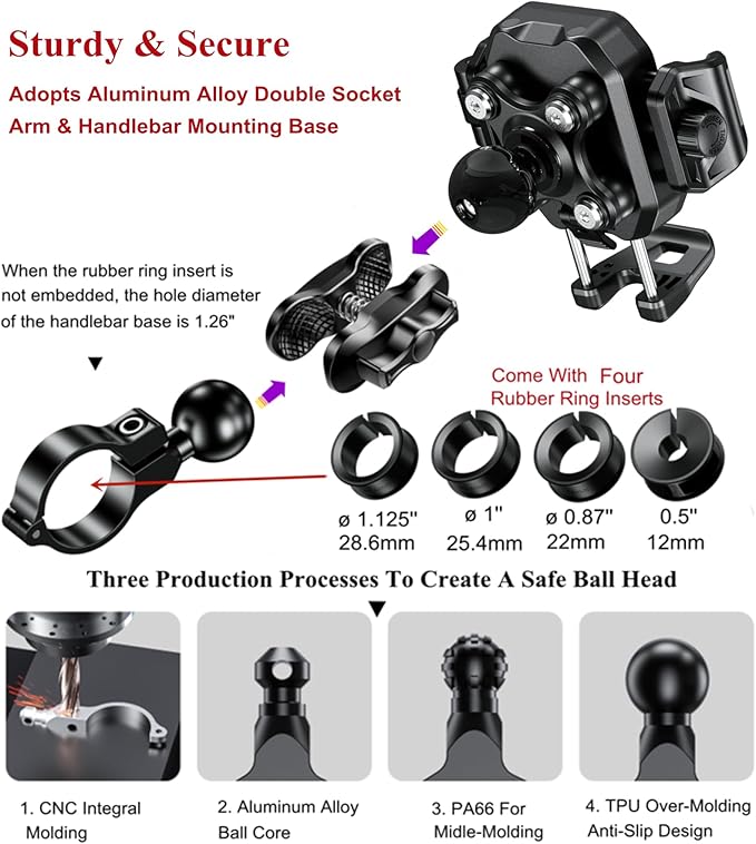 BRCOVAN Anti-Theft Motorcycle Phone Mount - Image 6