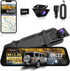 Mirror Dual Dash Camera with Voice Control, 4K+2.5K 10" Rear View Mirror Camera by Unknown