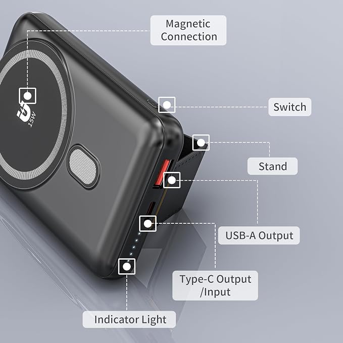 Magnetic Power Bank 10000mAh, Wireless Portable Charger - Image 6