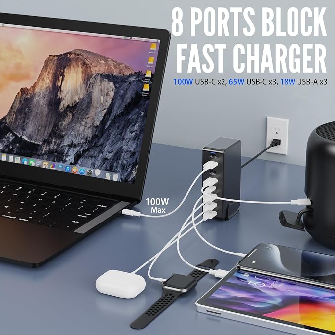 USB C Charger Block Charging Station 440W GAN3, 100W Laptop Charger Multi Port - Image 2