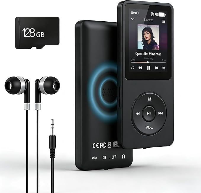MP3 Player with Bluetooth 5.2 HiFi Sound, with Built-in Speaker/FM Radio/Voice by Unknown