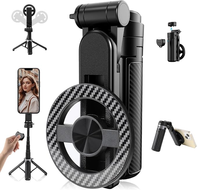 2025 New 4 in 1 Multifunctional Magnetic Selfie Stick, 360° Rotation Phone by Funfunman