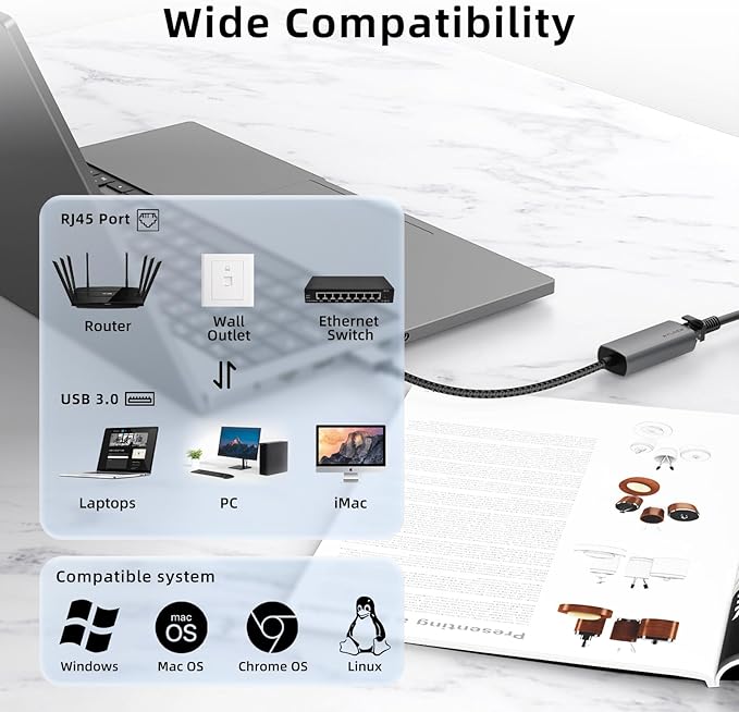USB 3.0 Ethernet Adapter, WALNEW 1000Mbps Gigabit USB to Ethernet LAN Network - Image 6